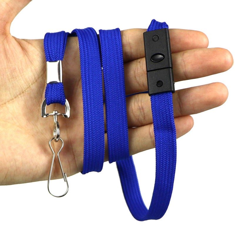 Ollain Safety Breakaway Lanyard with J-Hook Flat Lanyards for ID Badges Cruise Lanyard Bulk Preimum Lanyards for Women/Men Business Card NameTag Holder Lanyards Employee Students (Blue, Breakaway 50 Pack) - Image 4